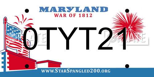 0TYT21 Maryland License Plate