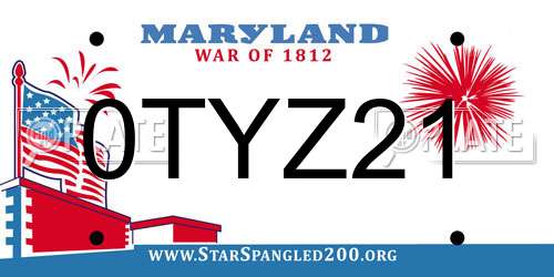 0TYZ21 Maryland License Plate