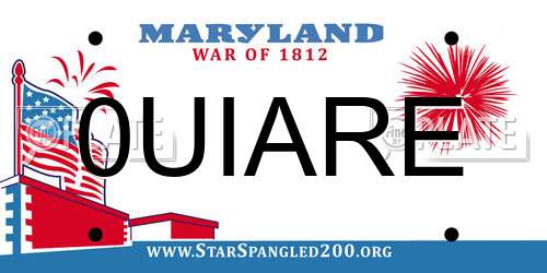 0UIARE Maryland License Plate