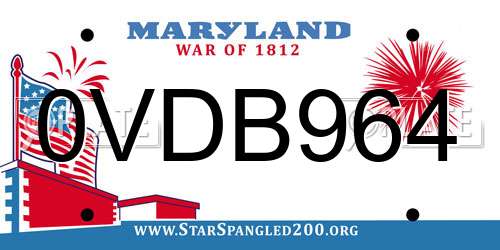 0VDB964 Maryland License Plate
