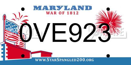 0VE923 Maryland License Plate