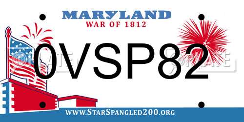 0VSP82 Maryland License Plate