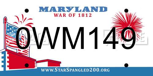 0WM149 Maryland License Plate