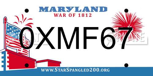 0XMF67 Maryland License Plate