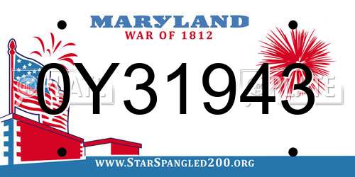 0Y31943 Maryland License Plate