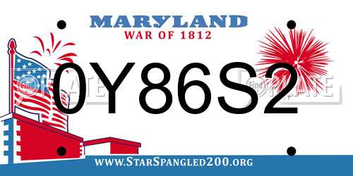 0Y86S2 Maryland License Plate