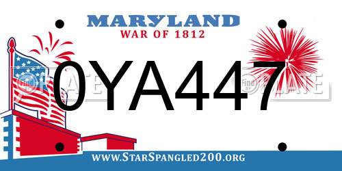 0YA447 Maryland License Plate