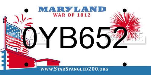 0YB652 Maryland License Plate