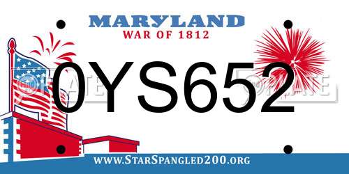 0YS652 Maryland License Plate