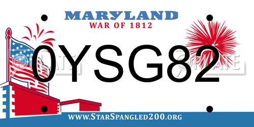 0YSG82 Maryland License Plate