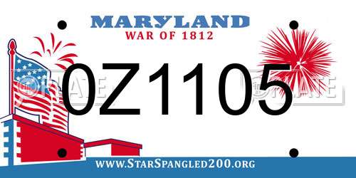 0Z1105 Maryland License Plate
