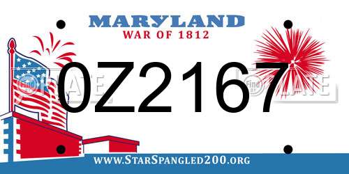0Z2167 Maryland License Plate