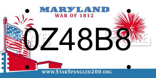 0Z48B8 Maryland License Plate