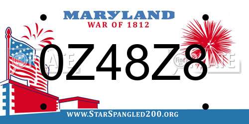 0Z48Z8 Maryland License Plate