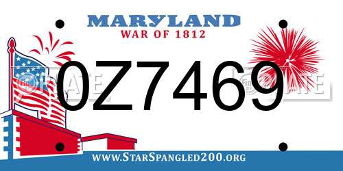 0Z7469 Maryland License Plate