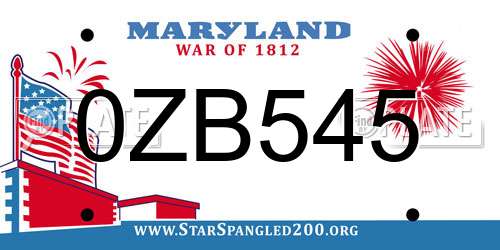 0ZB545 Maryland License Plate