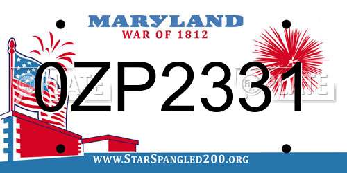 0ZP2331 Maryland License Plate