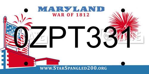 0ZPT331 Maryland License Plate