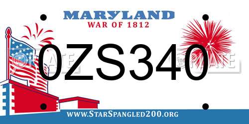 0ZS340 Maryland License Plate