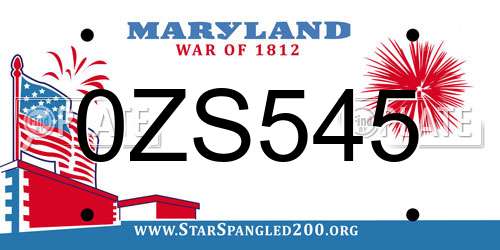 0ZS545 Maryland License Plate