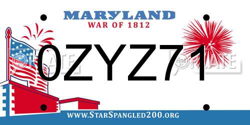 0ZYZ71 Maryland License Plate