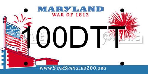 100DTT Maryland License Plate