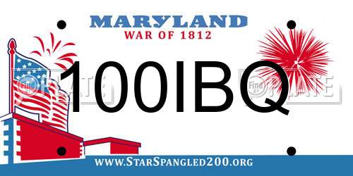 100IBQ Maryland License Plate