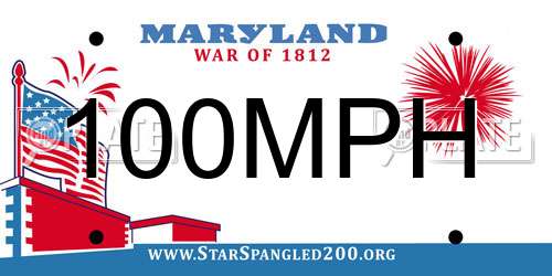 100MPH Maryland License Plate