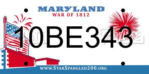 10BE343 Maryland License Plate
