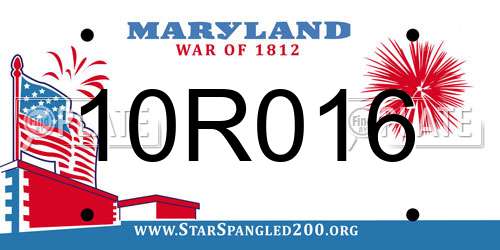 10R016 Maryland License Plate