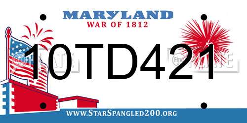 10TD421 Maryland License Plate
