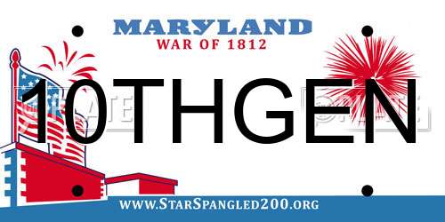 10THGEN Maryland License Plate
