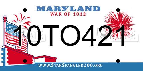 10TO421 Maryland License Plate