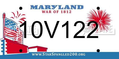 10V122 Maryland License Plate