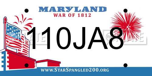 110JA8 Maryland License Plate