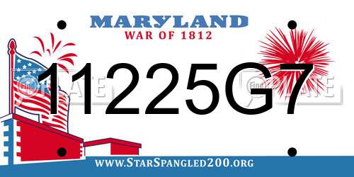 11225G7 Maryland License Plate
