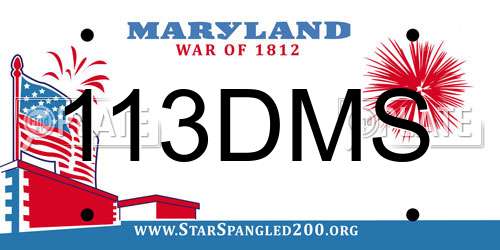 113DMS Maryland License Plate