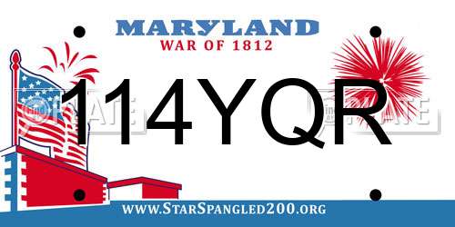 114YQR Maryland License Plate
