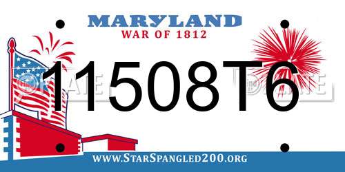 11508T6 Maryland License Plate