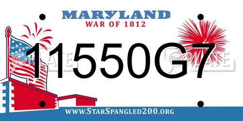11550G7 Maryland License Plate