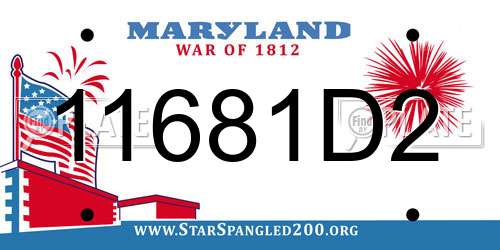 11681D2 Maryland License Plate