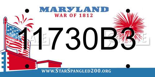 11730B3 Maryland License Plate