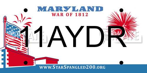 11AYDR Maryland License Plate