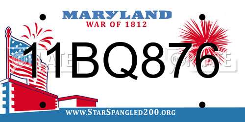 11BQ876 Maryland License Plate