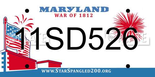 11SD526 Maryland License Plate