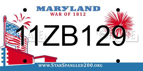 11ZB129 Maryland License Plate