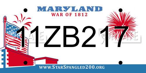 11ZB217 Maryland License Plate