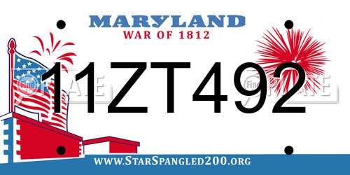 11ZT492 Maryland License Plate