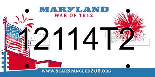 12114T2 Maryland License Plate