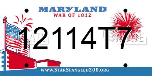 12114T7 Maryland License Plate